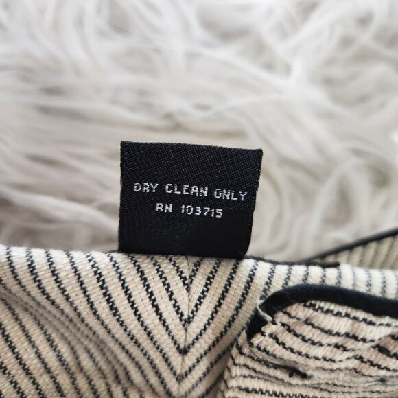 Larry Levine Womens Pants Size 10‎ Linen Ryon Wide Leg Crop Ivory Black Stripe - Picture 5 of 15